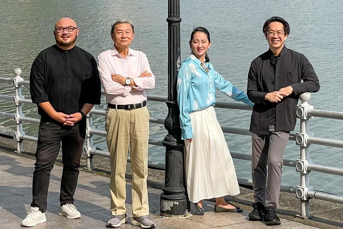 (From left) Director Goh Boon Teck, composer Law Wai Lun, choreographer Cai Shiji and conductor Dedric Wong De Li are collaborating on The River Remembers. 