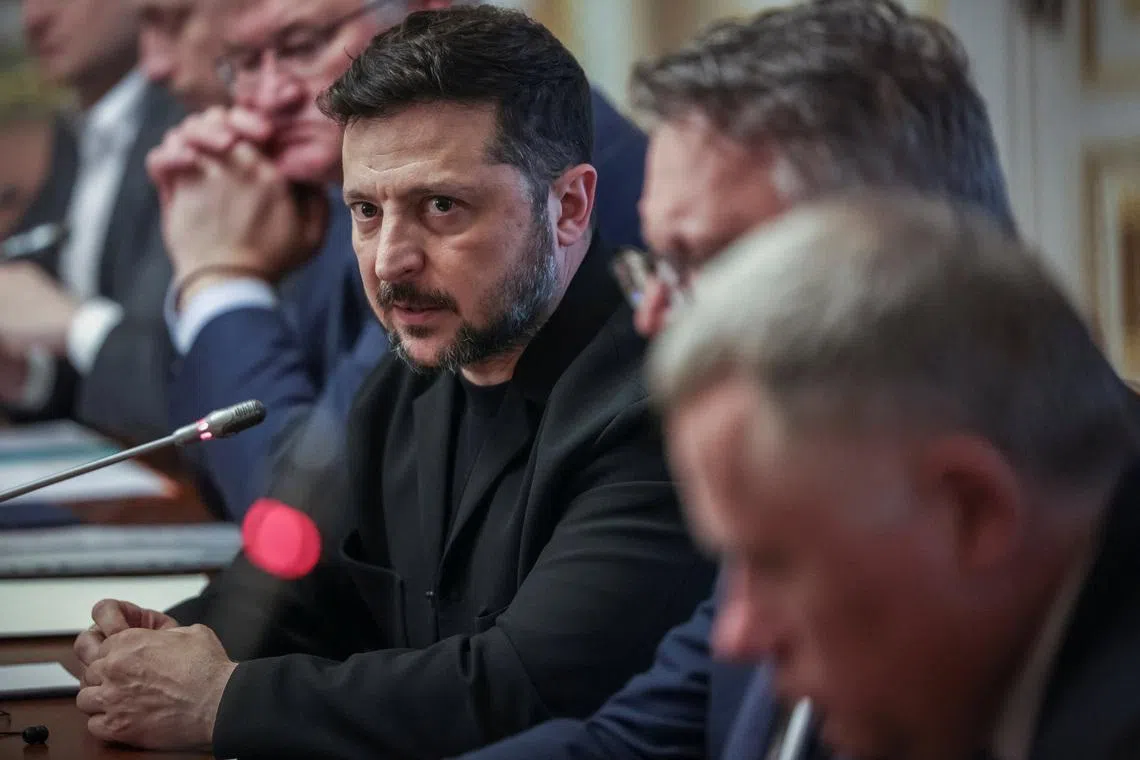 Ukraine's President Volodymyr Zelenskiy speaks as he attends a joint press conference with Honduras' President Nasry Asfura (not pictured), amid Russia's attack on Ukraine, in Kyiv, Ukraine, June 19, 2026. REUTERS/Alina Smutko