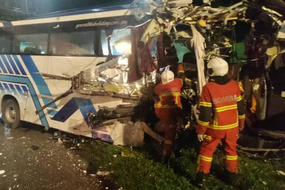 Photos of the aftermath of the accident show that the front of the bus is largely destroyed. 