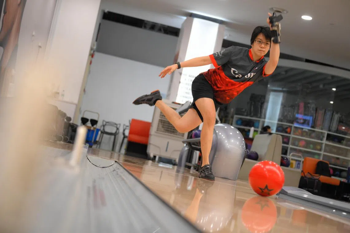 Bowler Cherie Tan, who has been nominated for ST Athlete of 2023, pictured during training at Temasek Club on April 3, 2024.