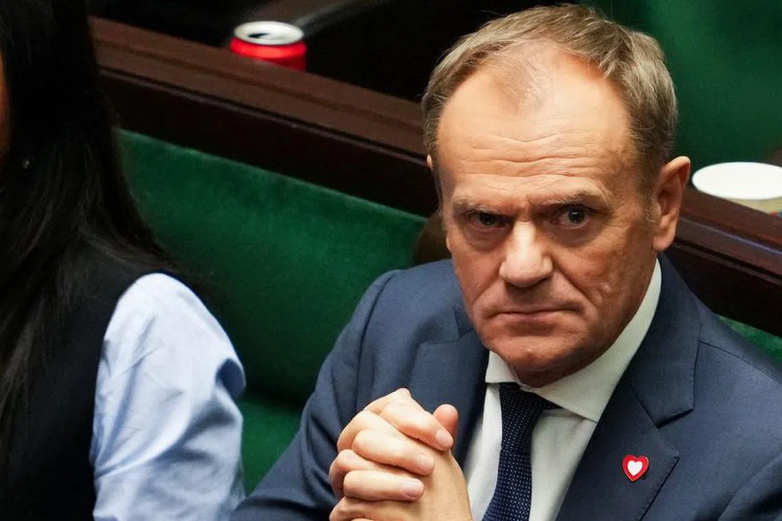 Newly appointed Polish Prime Minister Donald Tusk attends a parliament session, in Warsaw, Poland December 12, 2023. REUTERS/Aleksandra Szmigiel/ File Photo