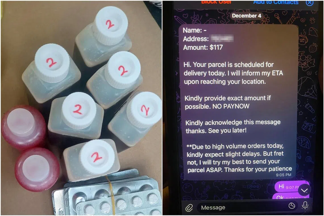 Amy’s husband would place his orders on messaging platforms like Telegram. The sellers then deliver the products to his address.