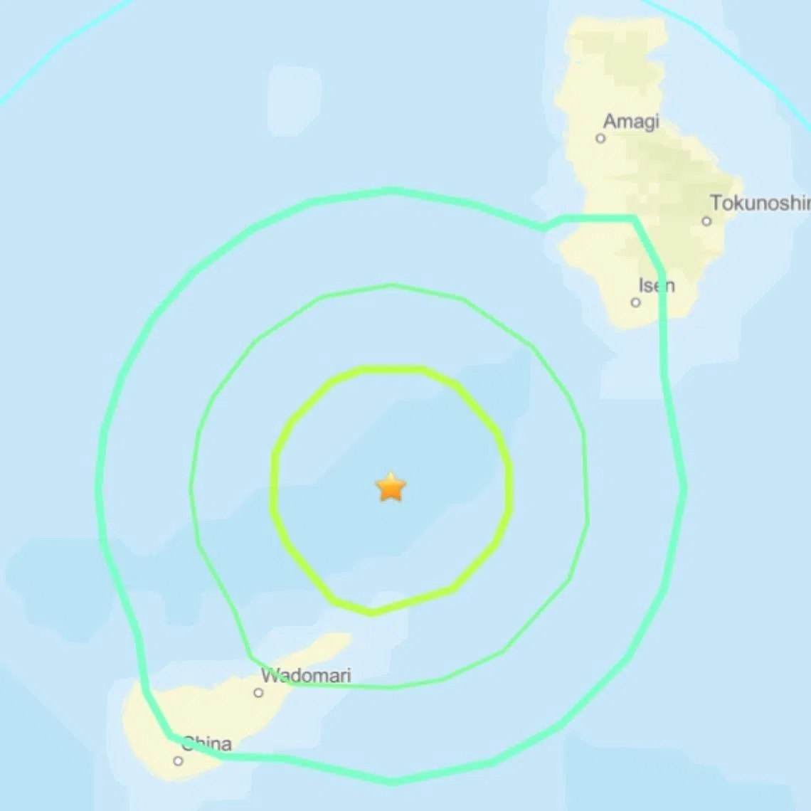 The earthquake hit 20km north-east of the Japanese town of Wadomari at a depth of 10km, according to the US Geological Survey.