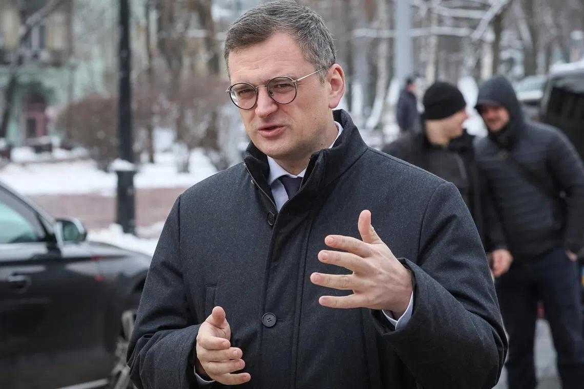Ukrainian Foreign Minister Dmytro Kuleba speaks during a meeting with Moldova's Foreign Minister Mihai Popsoi, amid Russia's attack on Ukraine, in Kyiv, Ukraine March 13, 2024. REUTERS/Gleb Garanich/ File Photo