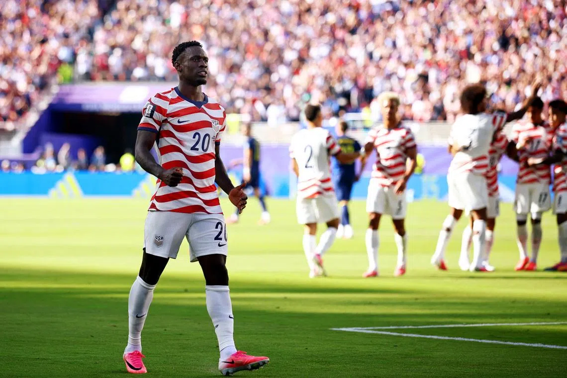 Folarin Balogun of the US celebrates scoring their first goal against Bosnia and Herzegovina in the 2-1 win in the World Cup’s round of 32.