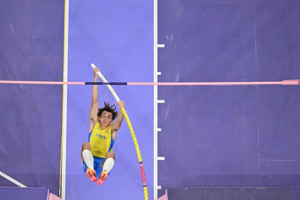 Sweden's Armand Duplantis competes to pass 6.25m and set the new world record in the men's pole vault final.