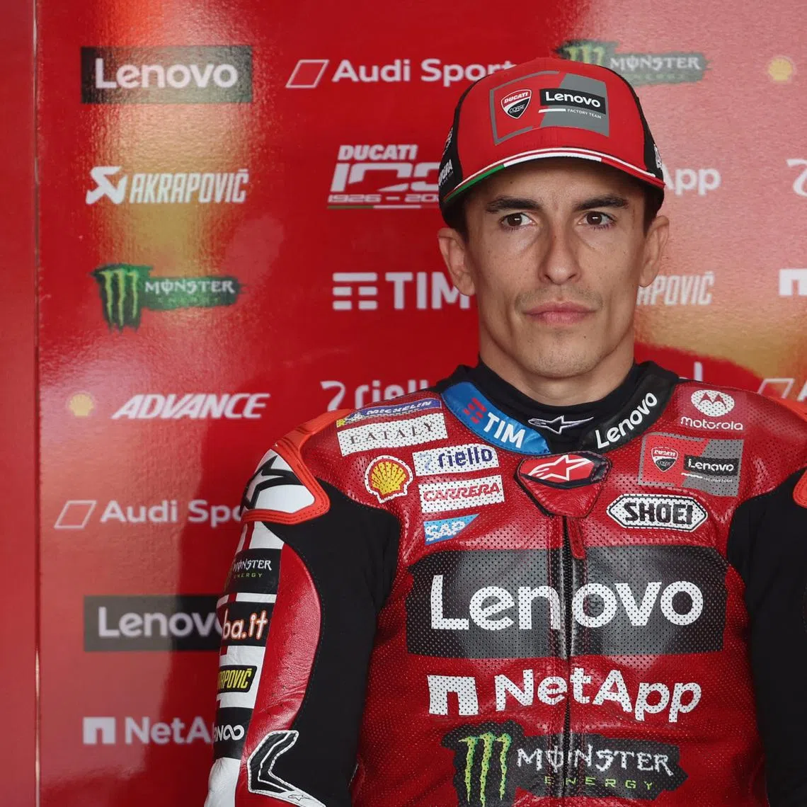 MotoGP - Brazil Grand Prix - Autodromo Internacional Ayrton Senna, Goiania, Brazil - March 21, 2026 Ducati Lenovo Team's Marc Marquez ahead of qualifying REUTERS/Adriano Machado