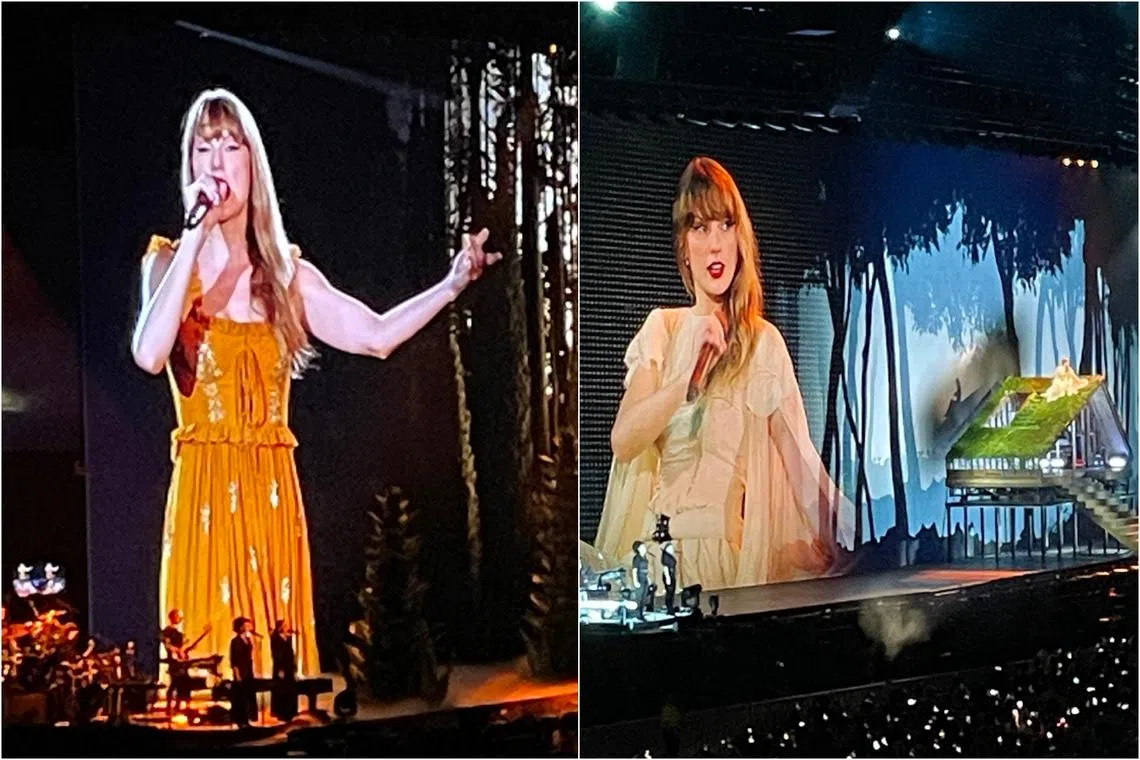 American pop star Taylor Swift performing at the National Stadium on March 9, 2024.