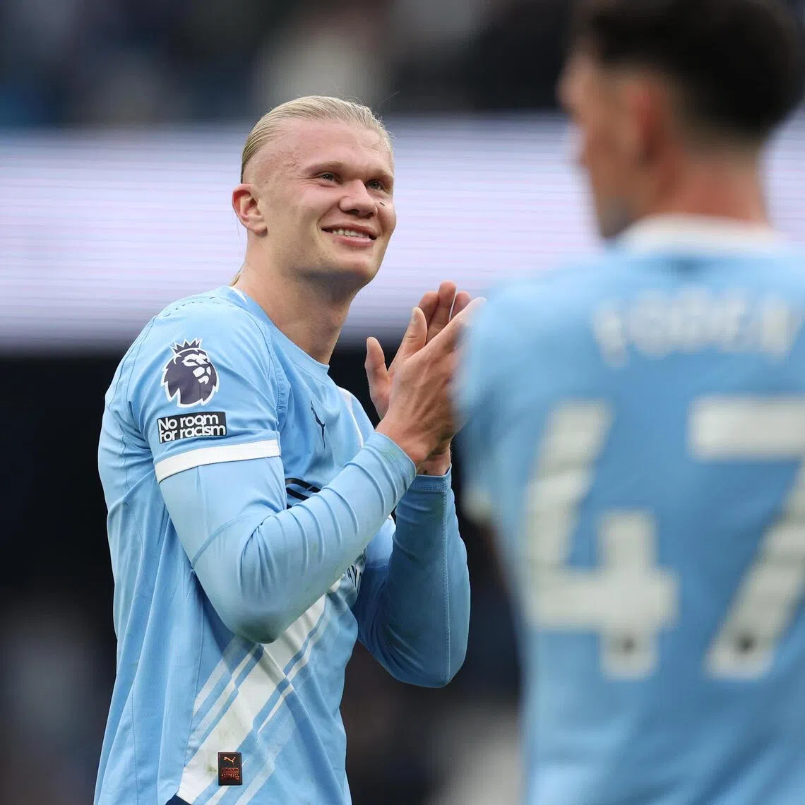 Manchester City striker Erling Haaland after the Premier League match against Everton.