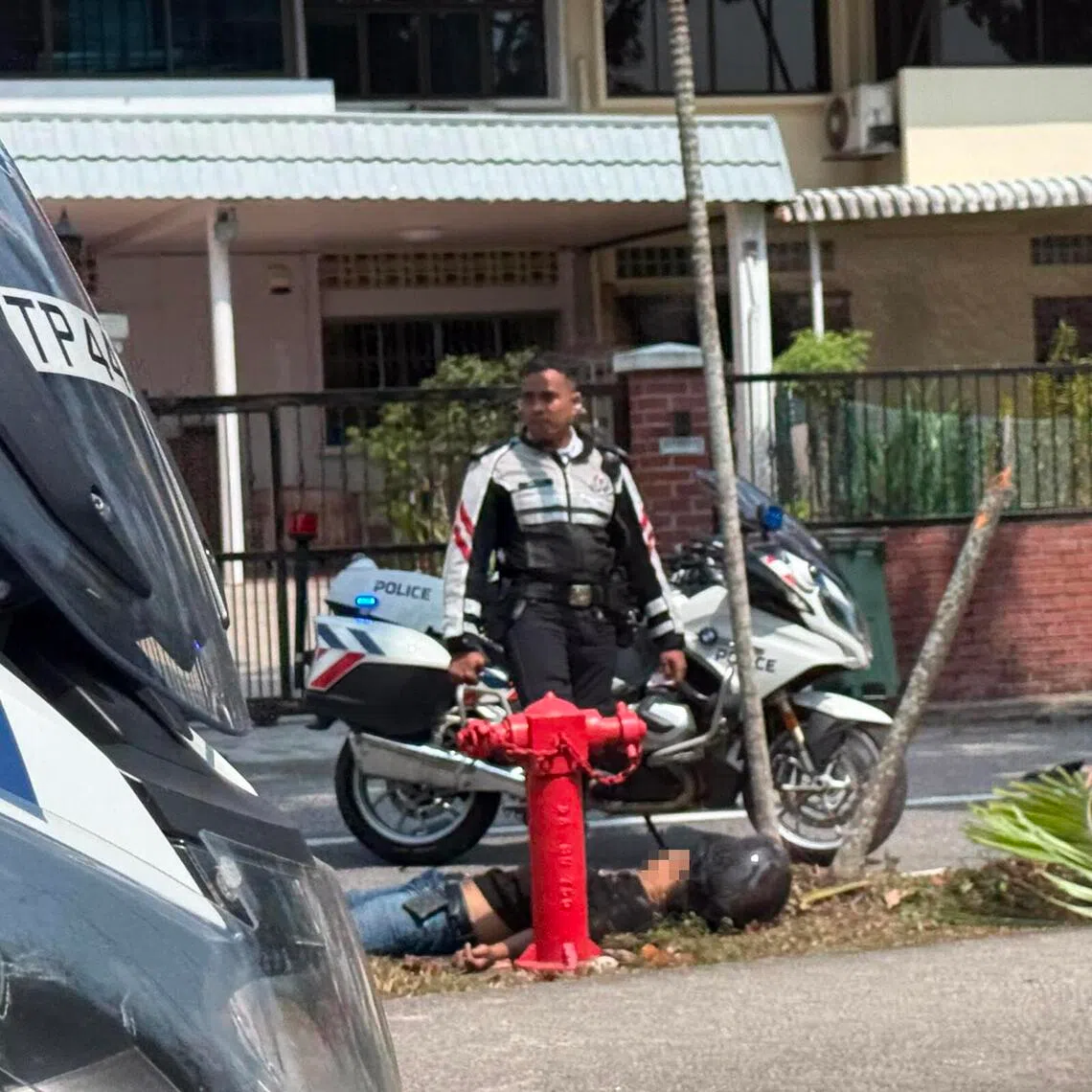 During the pursuit, the motorcycle skidded and was involved in an accident with a car in Farrer Road.
