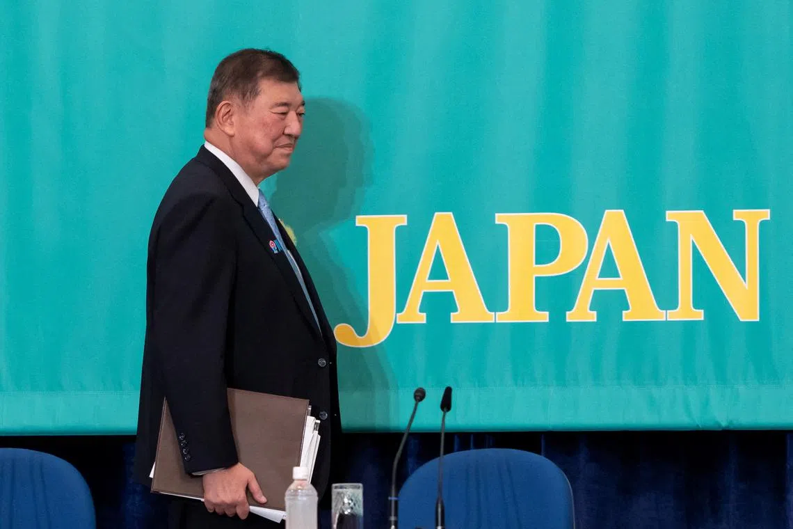 Japan's Prime Minister and Liberal Democratic Party President Shigeru Ishiba arrives for a debate with leaders of eight political parties at the Japan National Press Club in Tokyo, Japan, July 2, 2025. Tomohiro Ohsumi/Pool via REUTERS/File Photo