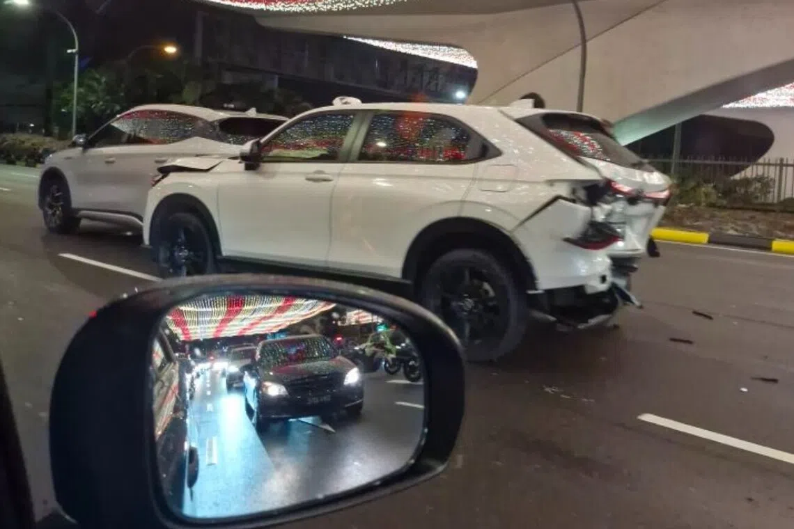 The accident involved three cars travelling towards the city.