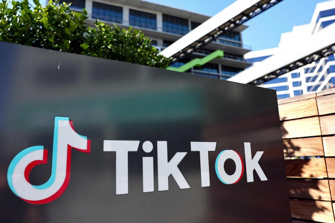CULVER CITY, CALIFORNIA - DECEMBER 20: The TikTok logo is displayed outside a TikTok office on December 20, 2022 in Culver City, California. Congress is pushing legislation to ban the popular Chinese-owned social media app from most government devices.   Mario Tama/Getty Images/AFP (Photo by MARIO TAMA / GETTY IMAGES NORTH AMERICA / Getty Images via AFP)