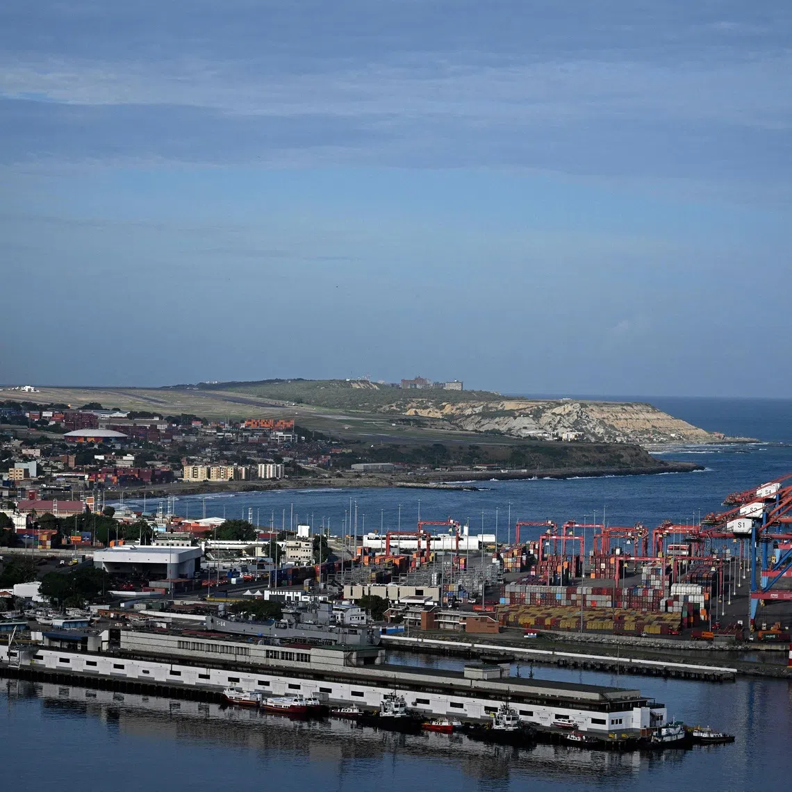 An aerial view of the port of La Guaira, Venezuela, on Nov 30.