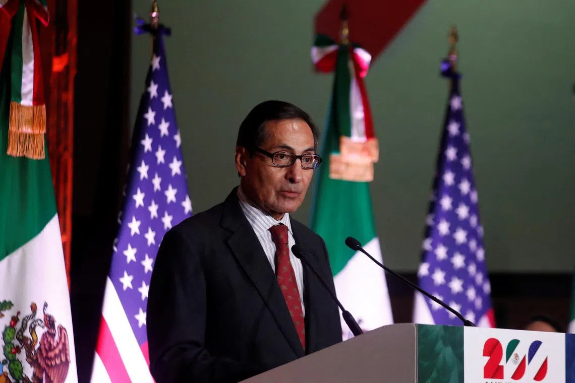 Mexico's Finance Minister Rogelio Ramirez de la O speaks at an event marking more than 200 years of diplomatic relations between the United States and Mexico, in Mexico City, Mexico December 6, 2023. REUTERS/Daniel Becerril/File Photo