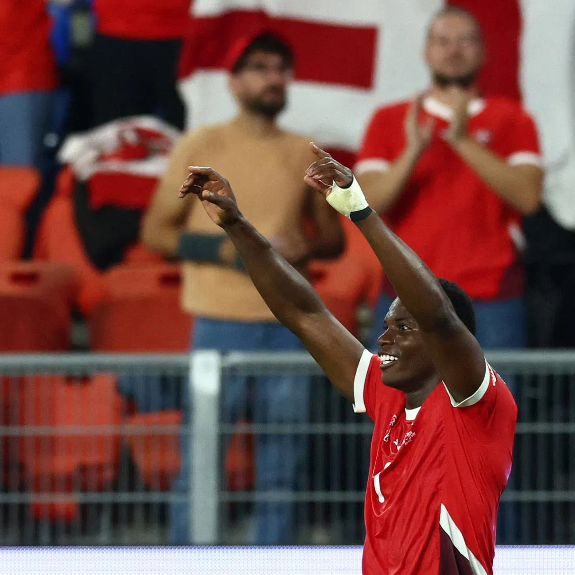 Soccer Football - World Cup - UEFA Qualifiers - Group B - Switzerland v Slovenia - St. Jakob-Park, Basel, Switzerland - September 8, 2025 Switzerland's Breel Embolo celebrates scoring their second goal REUTERS/Denis Balibouse