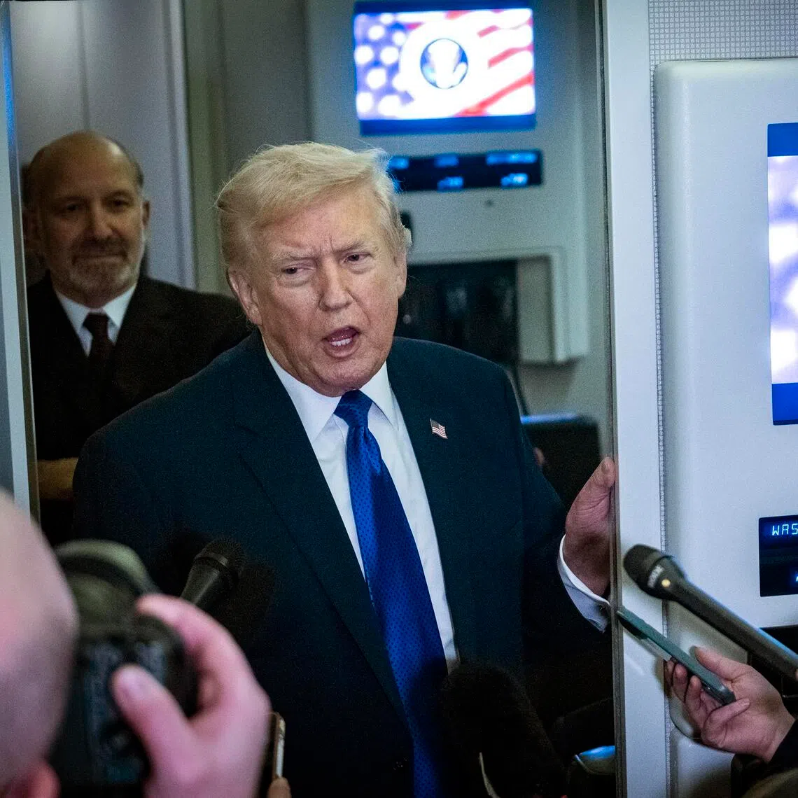 President Trump spoke about the video clip of the Obamas on his social media feed as he travelled on Air Force One on Feb 6.
