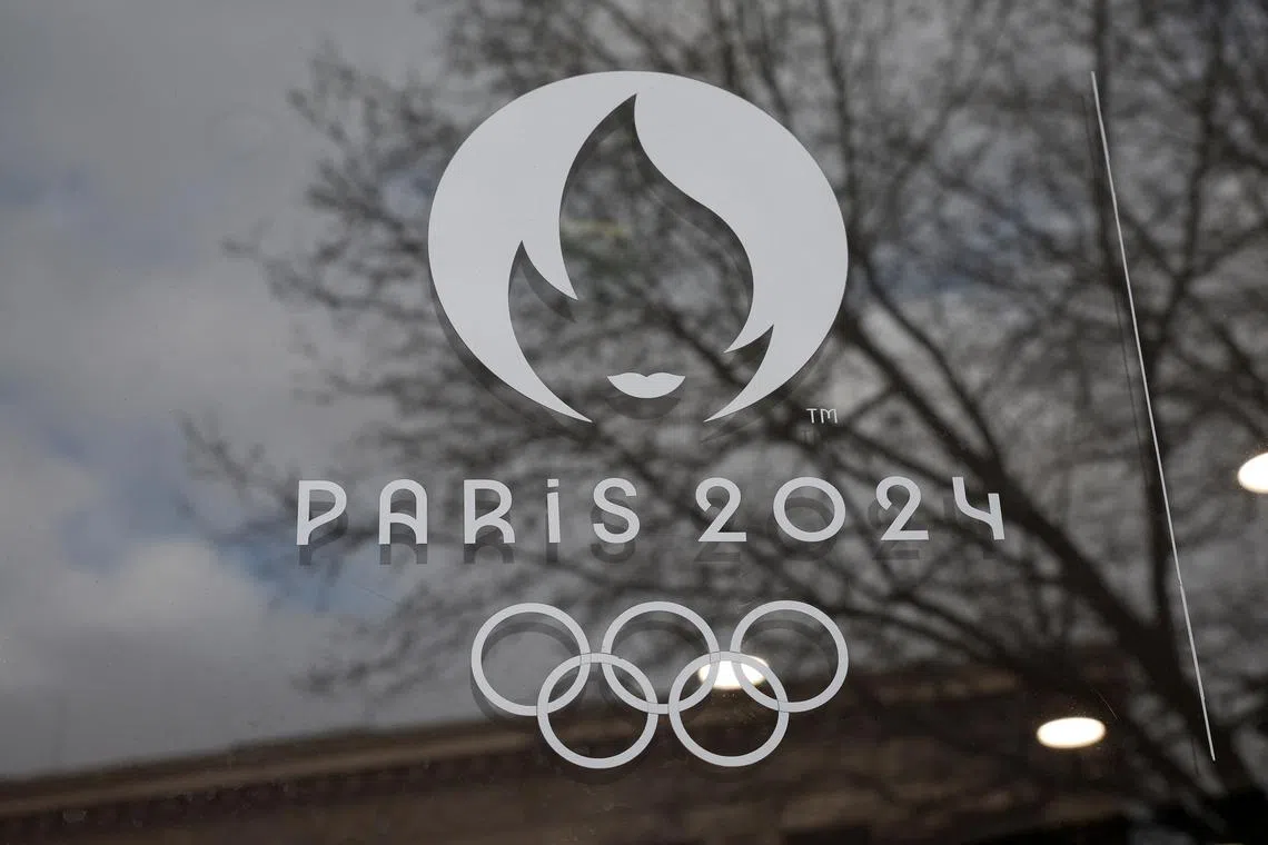 A view shows the logo of the Paris 2024 Olympic and Paralympic Games, in Paris, France, March 19, 2024. REUTERS/Benoit Tessier