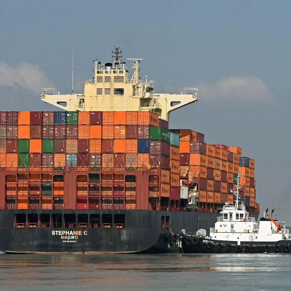 A container ship departs from Mundra Port in Mundra, India, on Nov 5, 2025. PHOTO: AFP