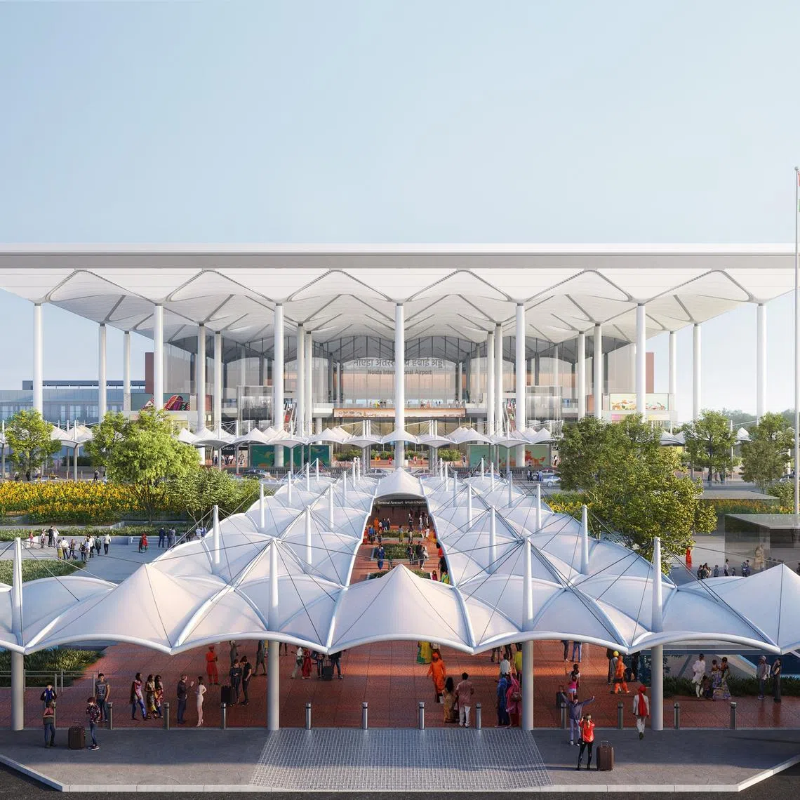 The Noida International Airport is 75km from the city, and will serve 12 million passengers a year in its initial phase, with the potential to grow to as many as 70 million.