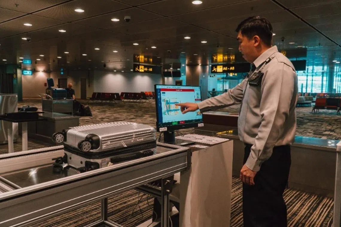 yfchangi26 - A security screener at Changi Airport testing out a new Automated Prohibited Items Detection System (APIDS), which is being trialled at Terminal 3 to reduce the time needed to screen carry-on baggage for prohibited items and improve accuracy.



Credit: Changi Airport Group