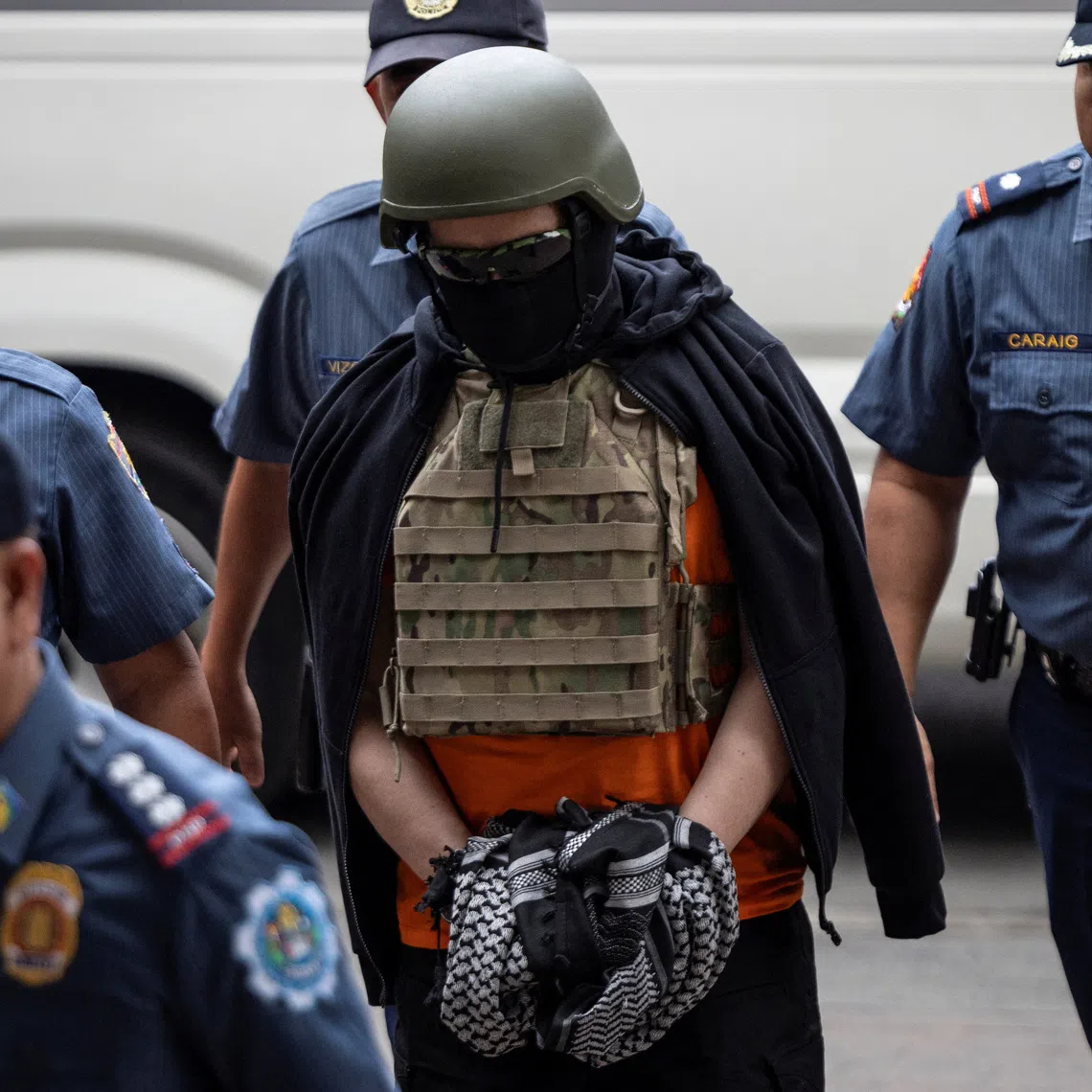 Filipino celebrity pastor Apollo Quiboloy, the self-proclaimed \"Appointed Son of God\" accused of child abuse and sex trafficking among other charges, arrives at the Pasig Regional Trial Court for an arraignment in Pasig City, Metro Manila, Philippines, September 13, 2024. REUTERS/Eloisa Lopez