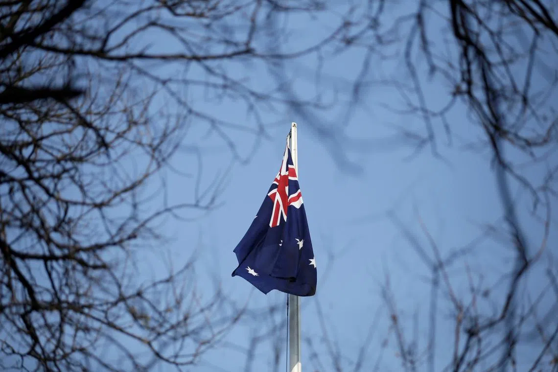 FILE PHOTO: An Australian flag is pictured at its embassy in Beijing, China January 24, 2019. REUTERS/Jason Lee/File photo