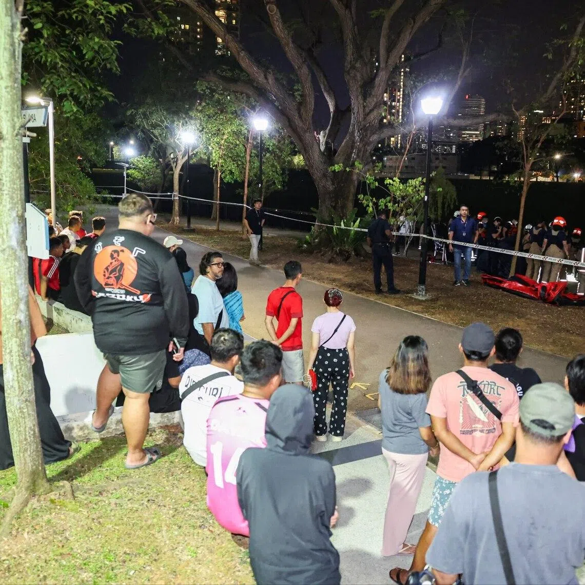 A crowd gathering along the park connector off 8B Upper Boon Keng Road on Feb 26.