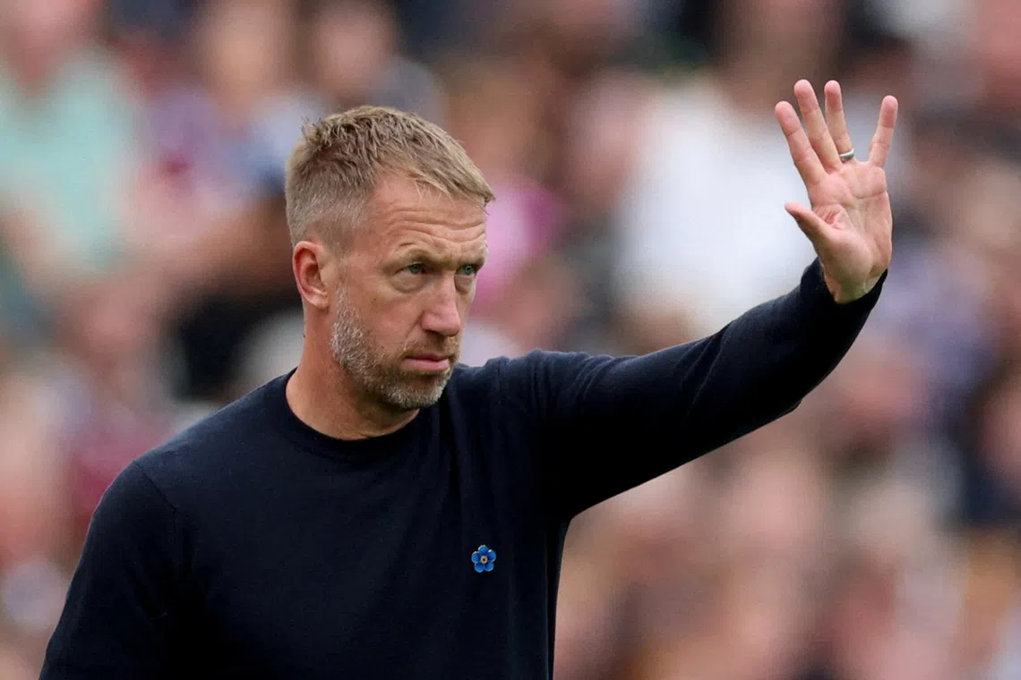 FILE PHOTO: Soccer Football - Premier League - West Ham United v Crystal Palace - London Stadium, London, Britain - September 20, 2025 West Ham United manager Graham Potter reacts Action Images via Reuters/John Sibley/File Photo