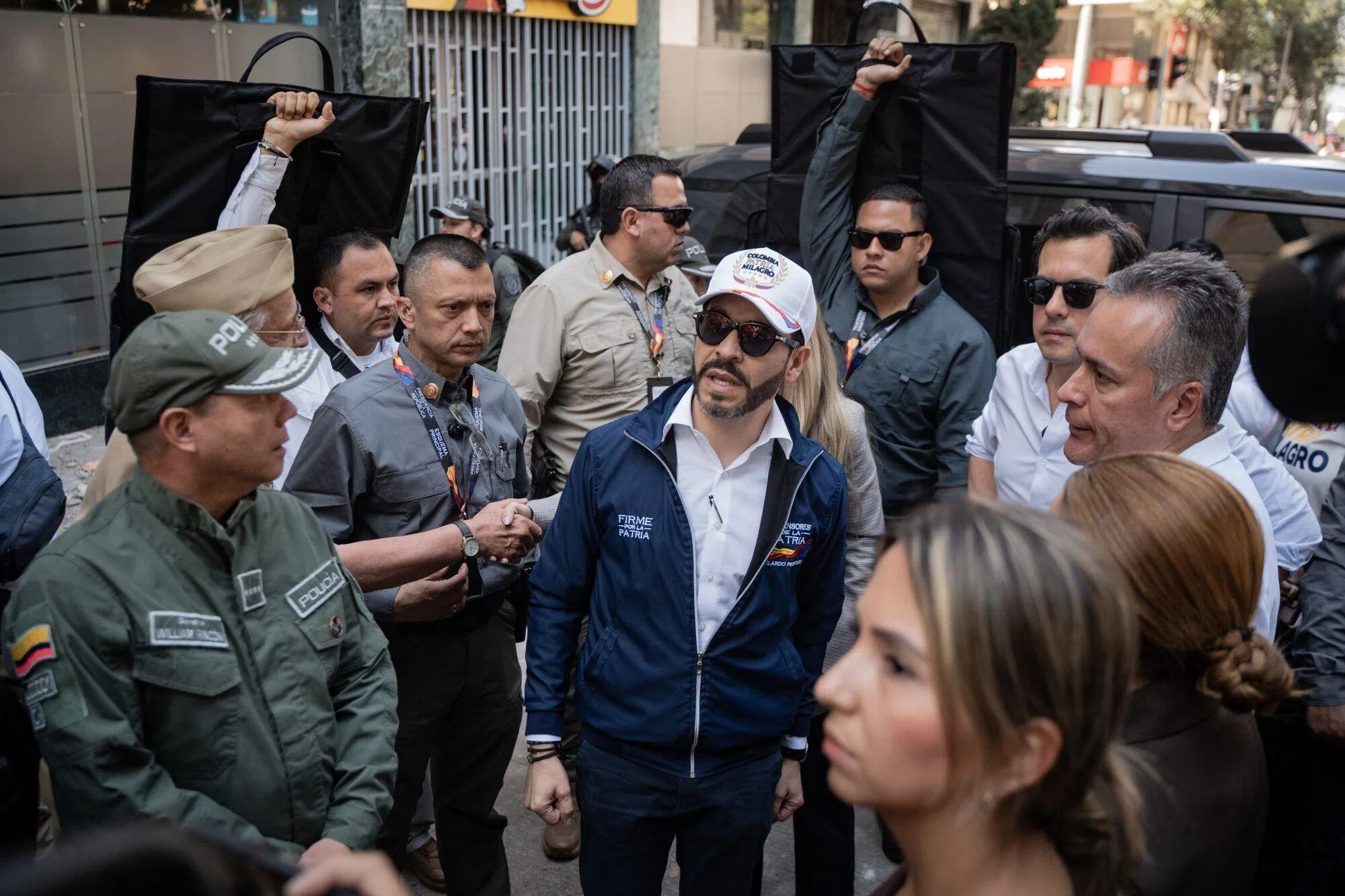 Newly inaugurated Colombian President Abelardo De La Espriella (centre) visiting Pereira, Colombia, on Aug 11, after it was devastated by a 7.4-magnitude earthquake.