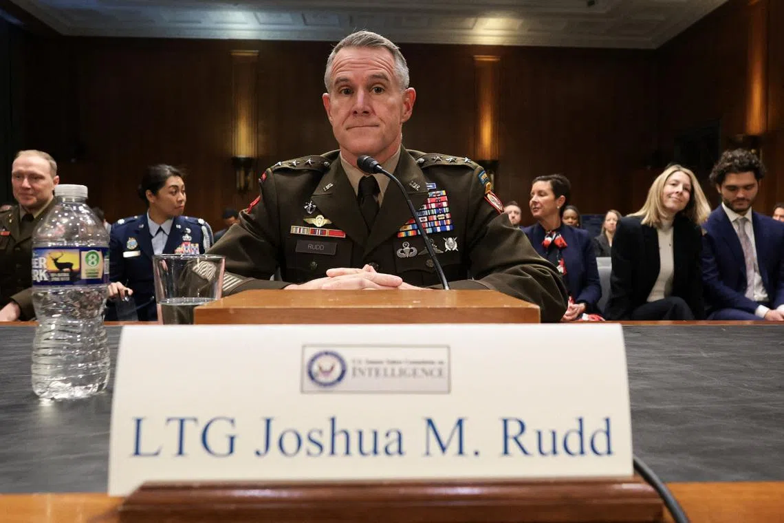 U.S. Army Lieutenant General Joshua Rudd, Deputy Commander of U.S. Indo-Pacific Command, President Donald Trump's nominee to lead the National Security Agency and U.S. Cyber Command, takes his seat to testify before a Senate Intelligence Committee confirmation hearing on Capitol Hill in Washington, D.C., U.S., January 29, 2026. REUTERS/Jonathan Ernst