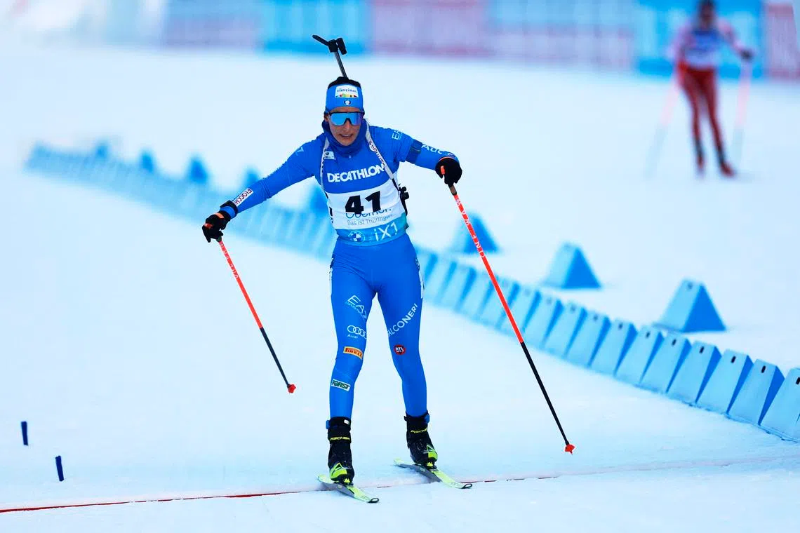 Biathlon - Biathlon World Championship - Oberhof, Germany - February 10, 2023 Italy's Rebecca Passler in action during the women's 7.5km sprint competition REUTERS/Lisa Leutner