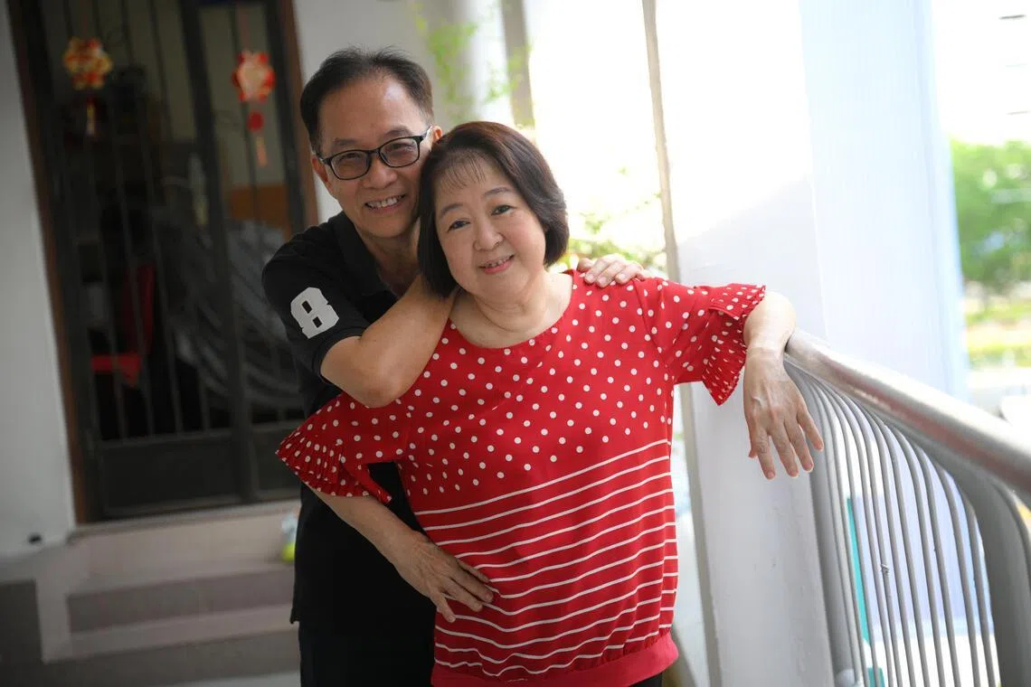 Lian (right) with her husband Tan Yian Tee, 62. She represents the growing pool of liver transplant patients whose cirrhosis is now linked to metabolic risk factors like obesity, Type 2 diabetes and hypertension.