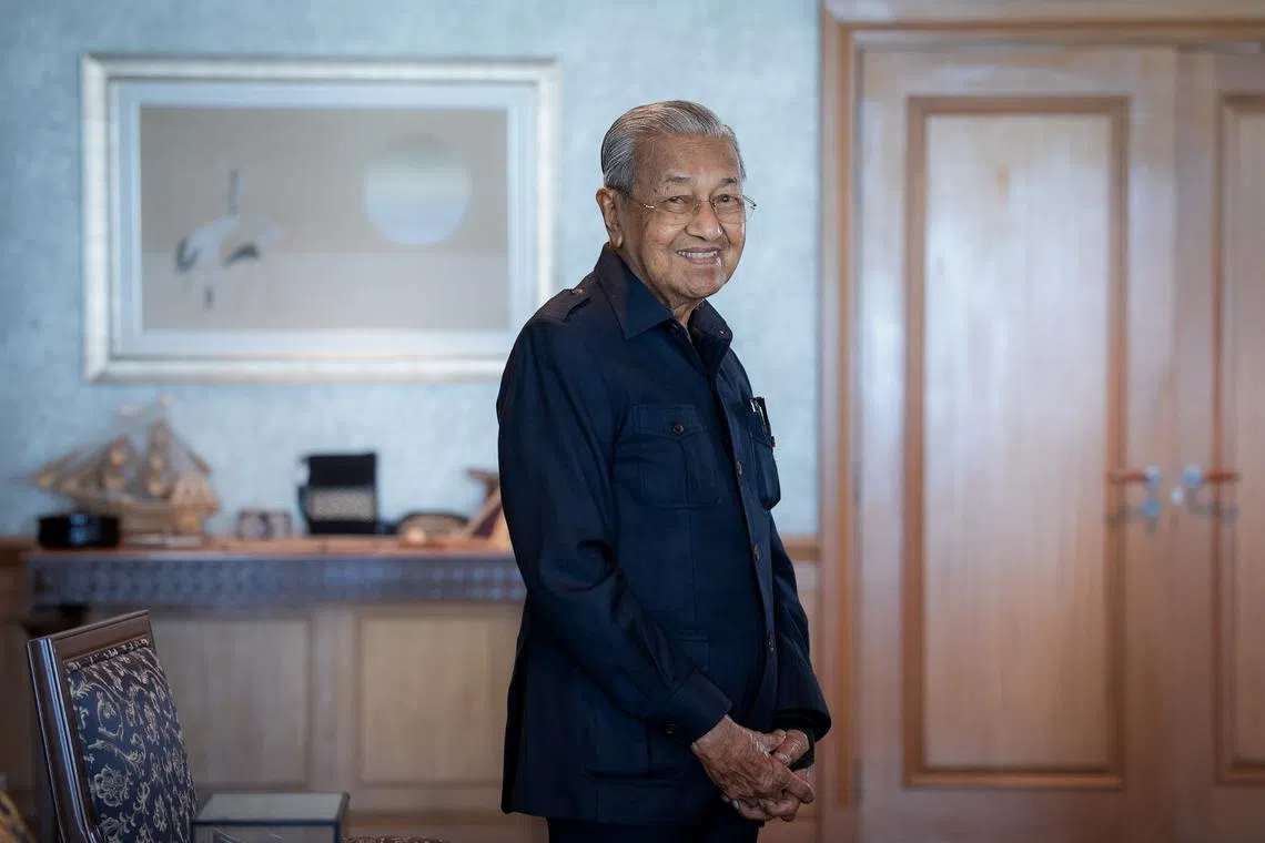 Former Malaysian prime minister Mahathir Mohamad in an interview with The Straits Times in Putrajaya, Malaysia, on July 8.