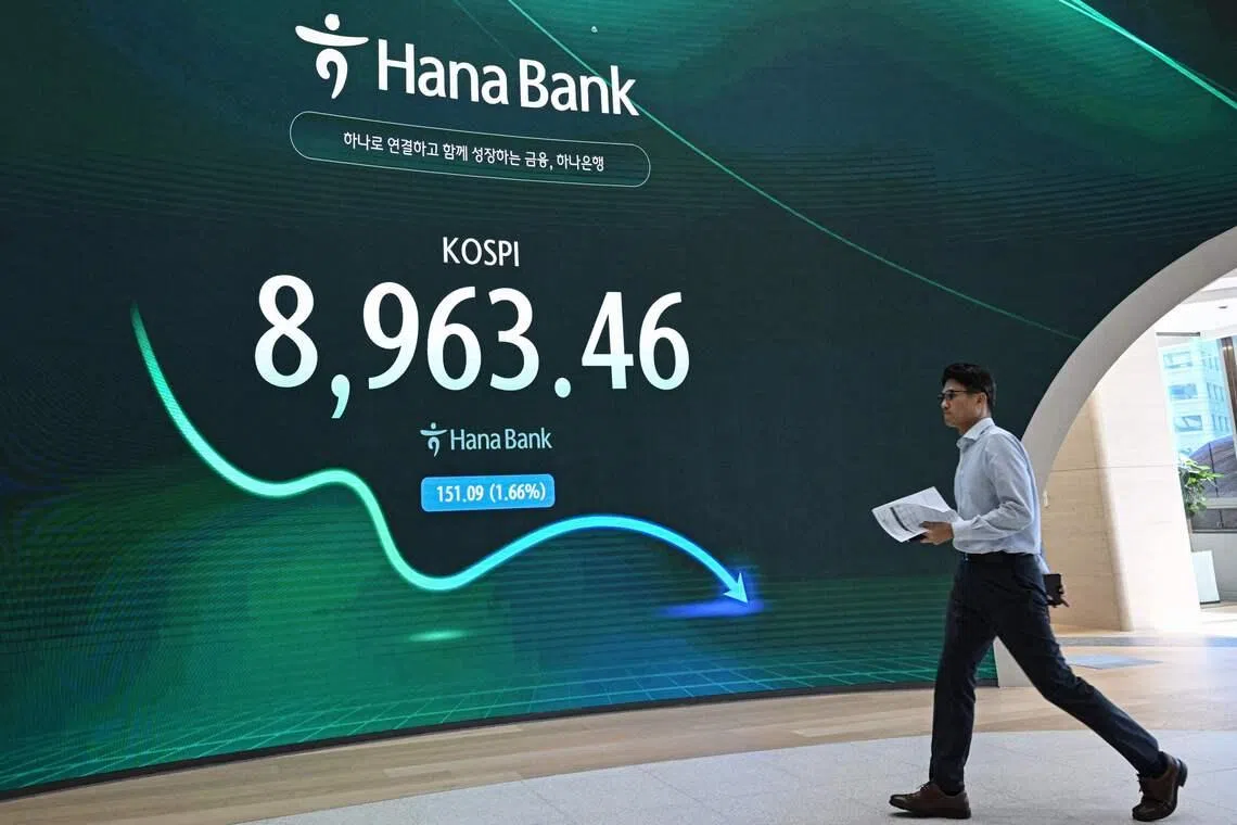 Tech rout spreads to Asia, with South Korean shares plunging 10%
