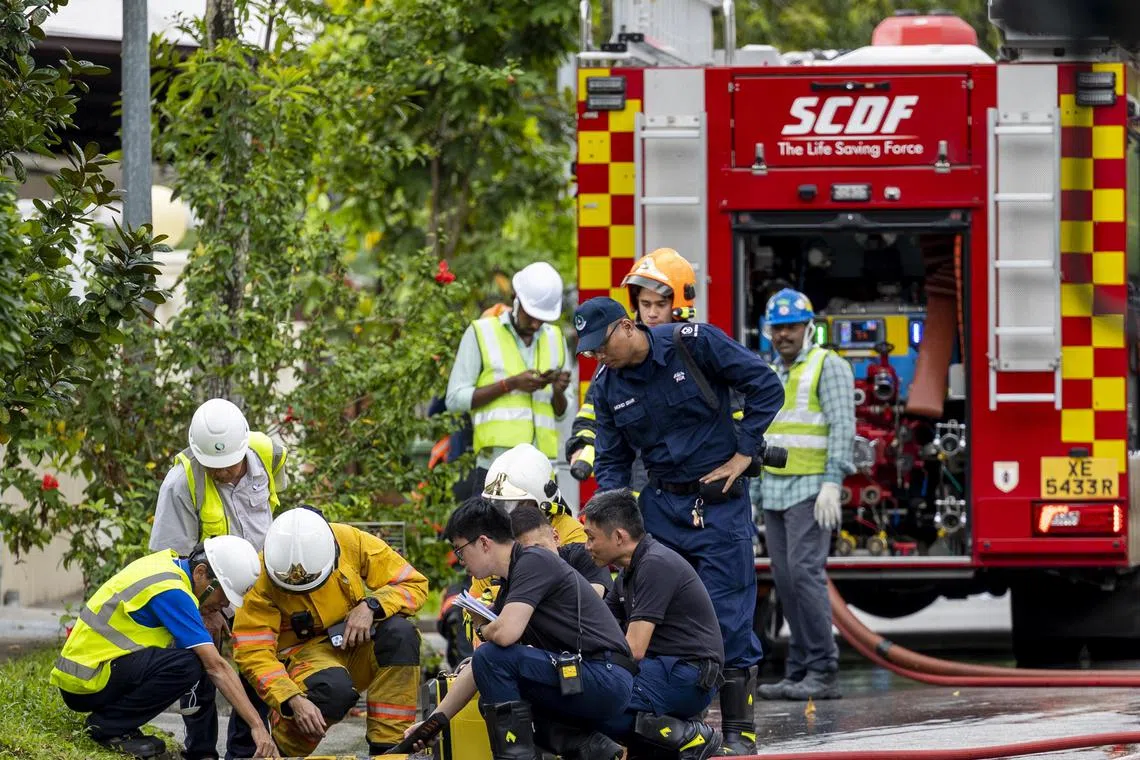 Although there was no fire when officers from the Singapore Civil Defence Force arrived at the scene, burnt marks were found on the insulation sleeves of some electrical cables.