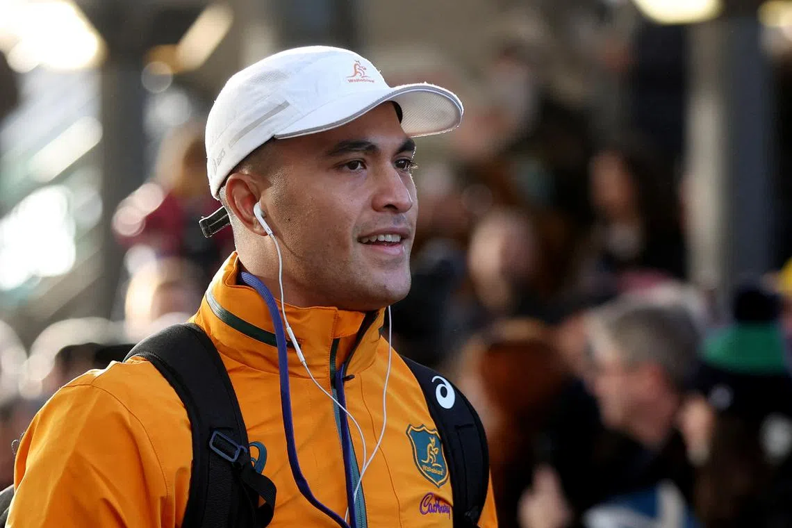 FILE PHOTO: Rugby Union - Autumn Internationals - Scotland v Australia - Scottish Gas Murrayfield Stadium, Edinburgh, Scotland, Britain - November 24, 2024  Australia's Joseph Suaalii arrives before the match REUTERS/Russell Cheyne/File Photo