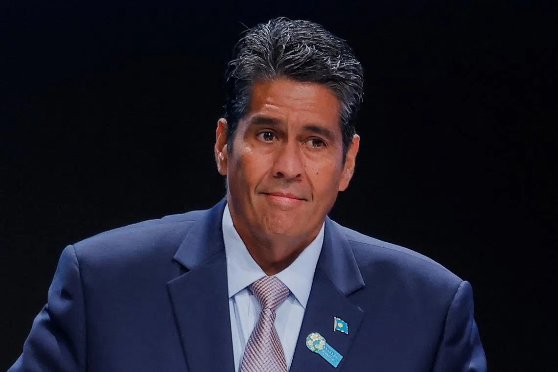 FILE PHOTO: President of Palau, Surangel Samuel Whipps Jr., delivers a statement during the United Nations climate change conference COP29, in Baku, Azerbaijan November 19, 2024 REUTERS/Maxim Shemetov/File Photo