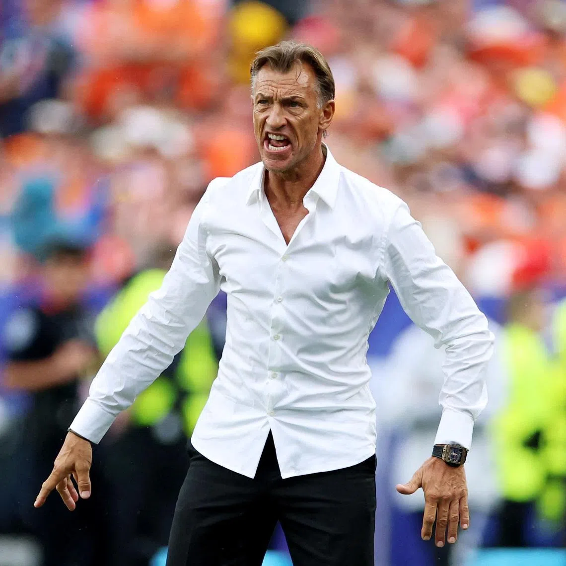 Soccer Football - FIFA World Cup 2026 - Group F - Tunisia v Netherlands - Kansas City Stadium, Kansas City, Missouri, U.S. - June 25, 2026 Tunisia coach Herve Renard reacts REUTERS/Siphiwe Sibeko