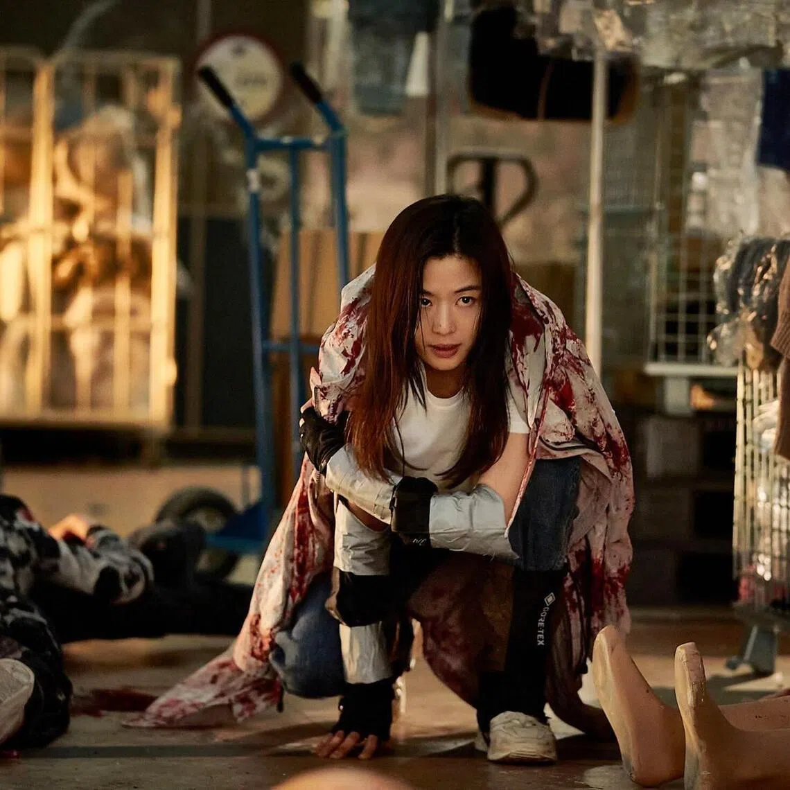 Giana Jun plays a biotechnology professor fighting for survival in a zombie-infested building in the South Korean thriller Colony.