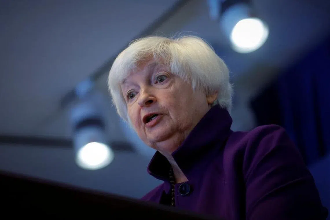 U.S. Treasury Secretary Janet Yellen speaks during a press conference at the U.S. embassy in Beijing, China, July 9, 2023. REUTERS/Thomas Peter