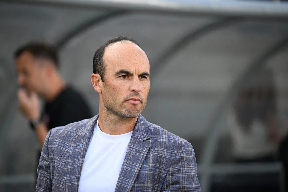 Sep 1, 2024; San Diego, California, USA; San Diego Wave FC interim head coach Landon Donovan prior to the start of the first half against the Washington Spirit at Snapdragon Stadium. Mandatory Credit: Denis Poroy-USA TODAY Sports