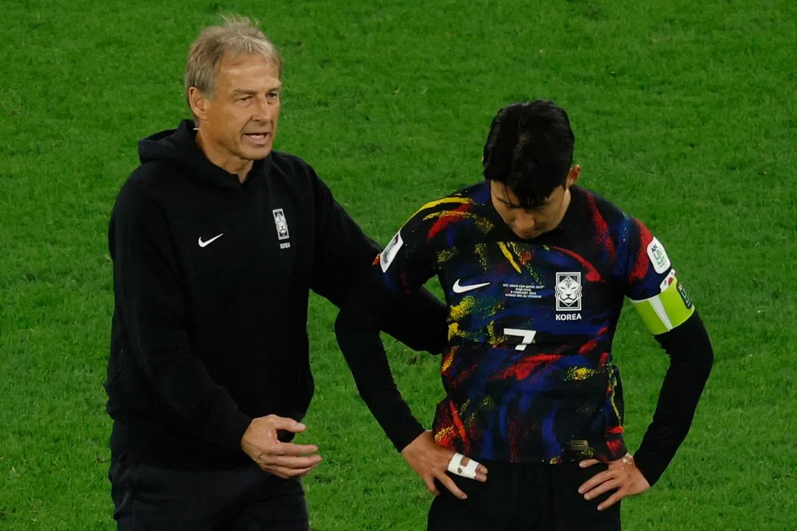 Forward Son Heung-min has come to the defence of South Korea coach Jurgen Klinsmann, after their disappointing 2-0 loss to Jordan in the Asian Cup semi-finals on Feb 6.