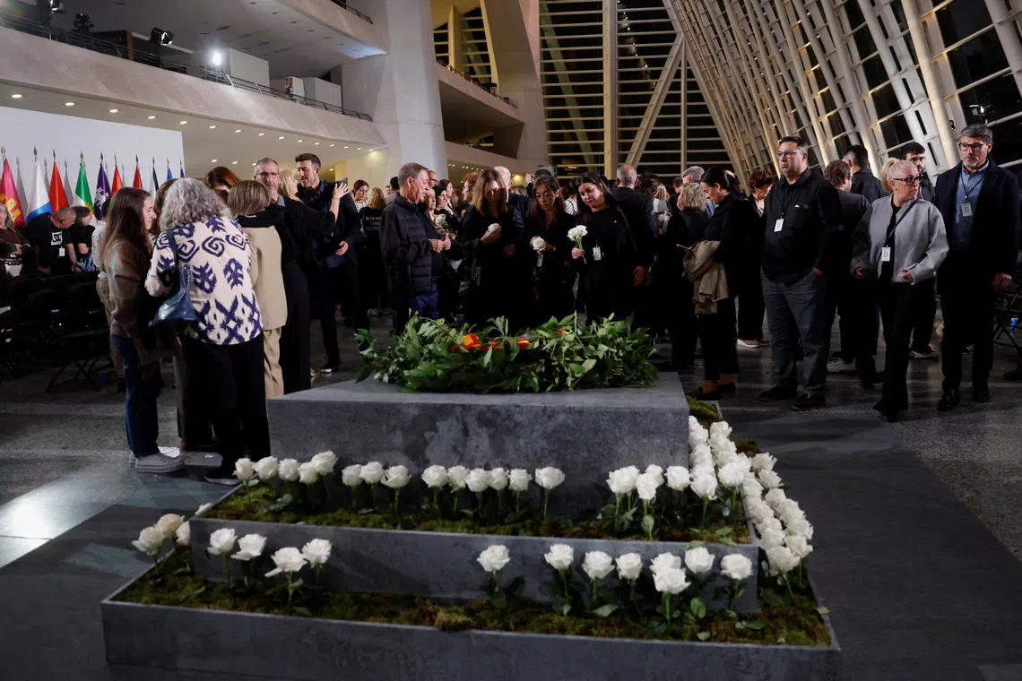 Relatives of victims of the floods in Valencia attend the state funeral marking a year of the disaster in Valencia, Spain on Oct 29.