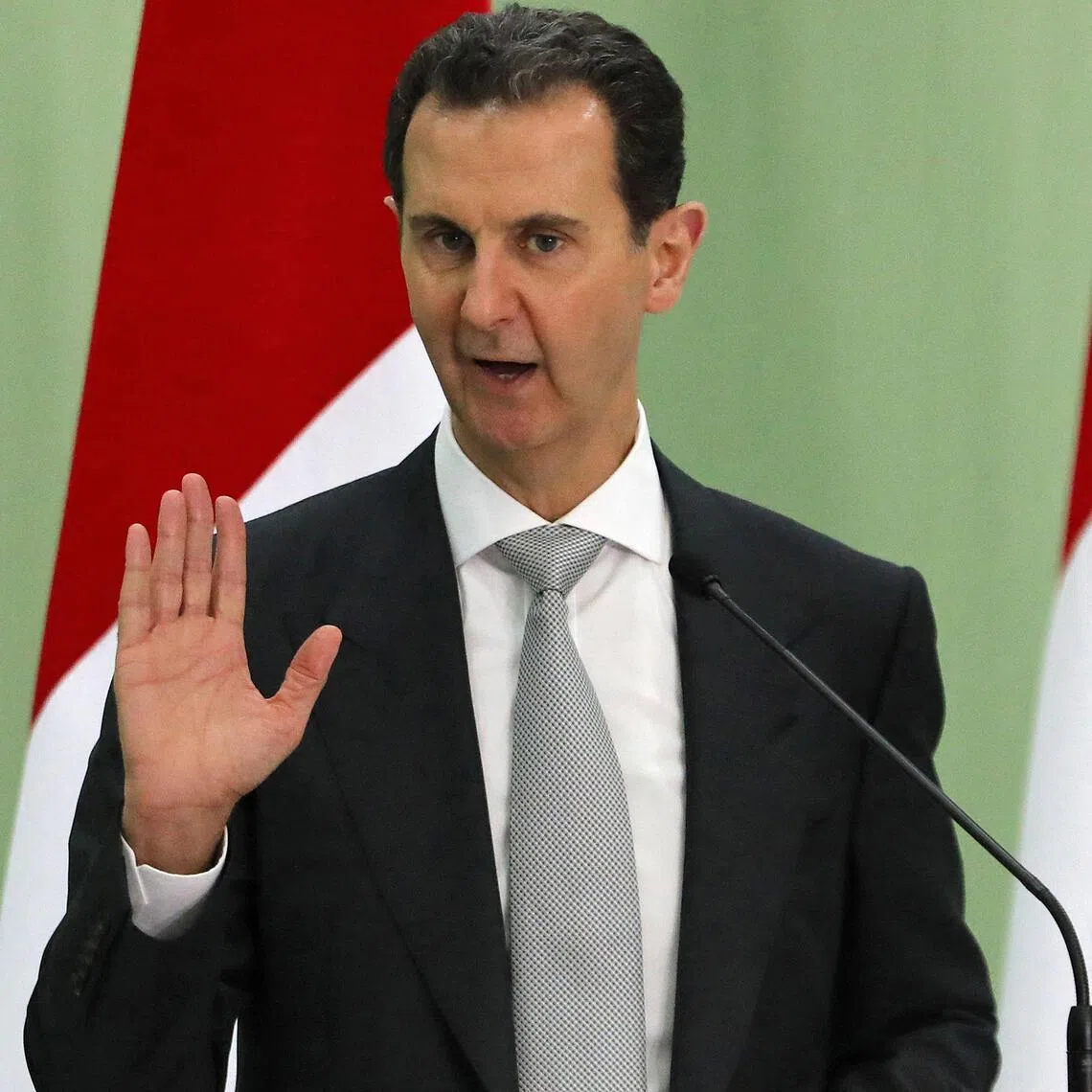 Then Syrian President Bashar al-Assad in Damascus in 2023. A court sentenced him to death in absentia for “war crimes” and “crimes against humanity”.