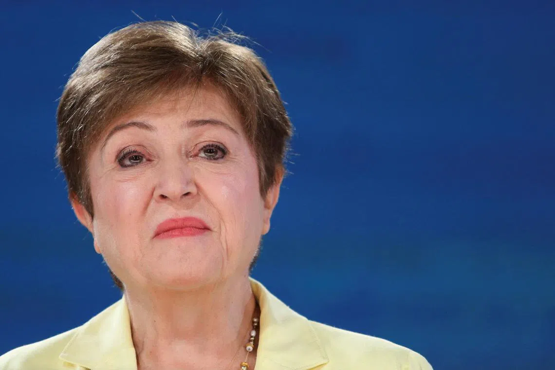 IMF Managing Director Kristalina Georgieva holds a press briefing during the International Monetary Fund (IMF) and the World Bank Group 2024 Fall Meeting in Washington, U.S., October 24, 2024. REUTERS/Kaylee Greenlee Beal