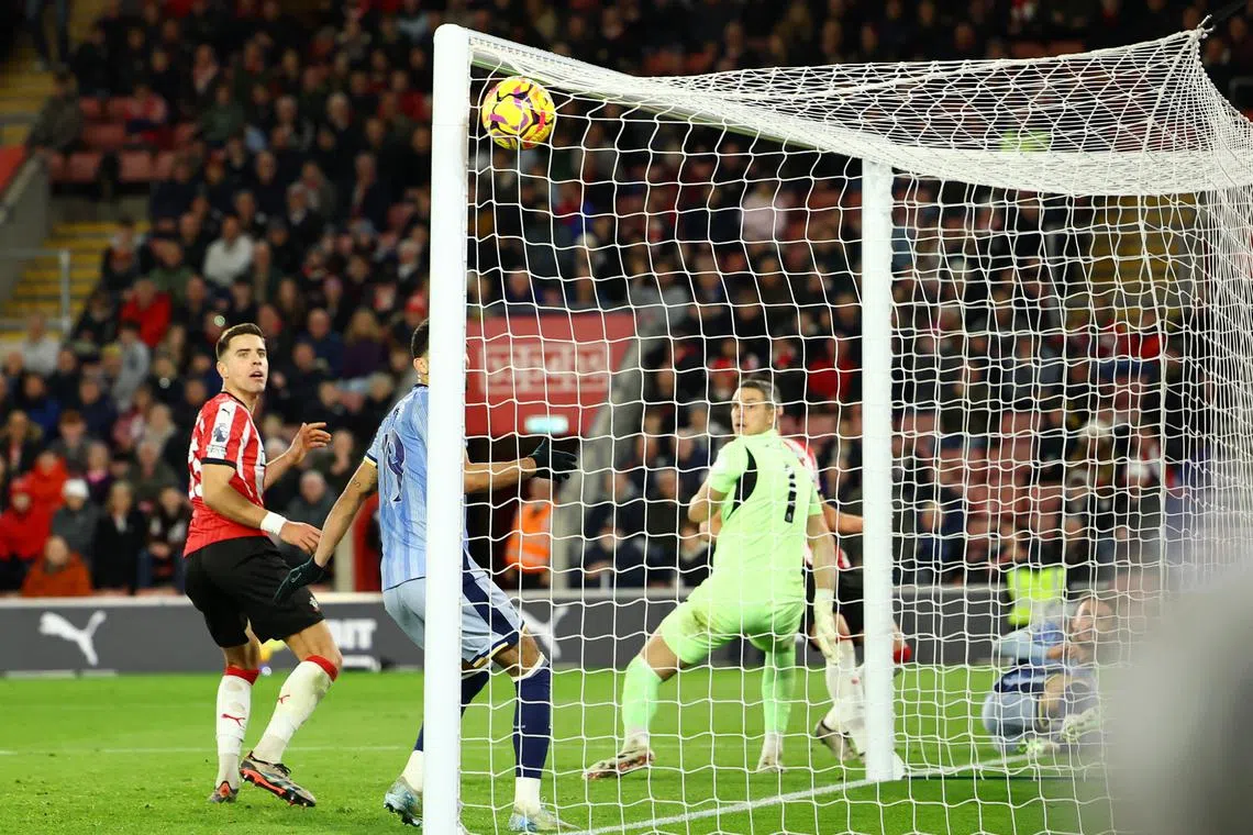 Tottenham Hotspur's James Maddison scores their fifth goal.