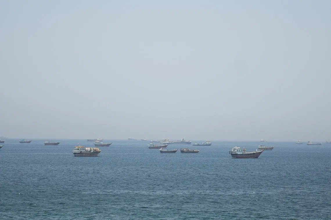 Vessels in the Strait of Hormuz, Musandam, Oman, May 8, 2026. REUTERS/Stringer