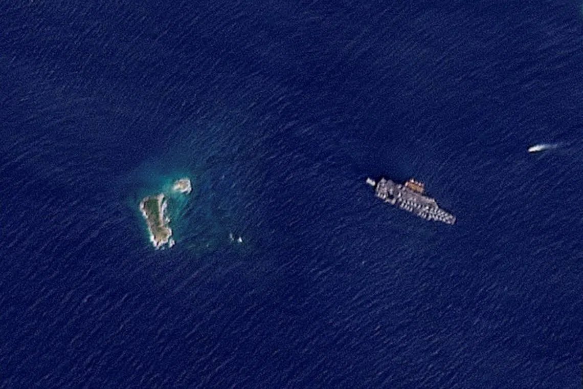 A satellite image shows the USS Gerald R. Ford off the coast of St Thomas Island, U.S. Virgin Islands, January 24, 2026. 2026 PLANET LABS PBC/Handout via REUTERS    THIS IMAGE HAS BEEN SUPPLIED BY A THIRD PARTY. MANDATORY CREDIT.