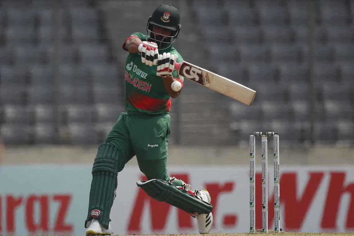 FILE PHOTO:Cricket - First ODI - Bangladesh v England - Sher-e-Bangla National Cricket Stadium, Dhaka, Bangladesh - March 1, 2023 Bangladesh' Tamim Iqbal in action REUTERS/Adnan Abidi/File Photo